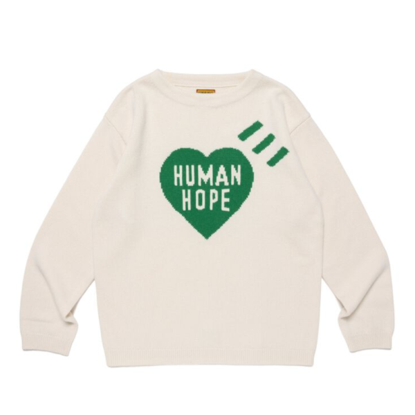 【新品・正規品】HUMAN HOPE HEART KNIT SWEATER L Human Hope Heart Knit Sweater｜ハートデザインのニットセー