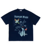 Human Made New Indigo Dye T Shirt Blueのフロントビューとインディゴカラー