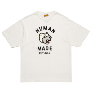 Human Made Bear White Graphics front view with bear graphic design