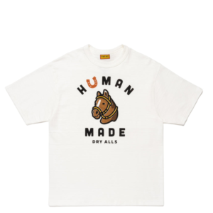 Human Made Horse T Shirt in Off White front view with horse graphic design