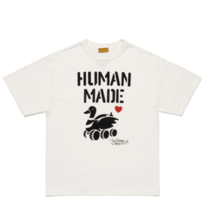 Human Made T-Shirt Duck Off White Design front view with duck graphic