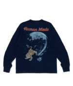 Human Made Indigo Dye Tiger T Shirtのフロントビューとタイガーグラフィック