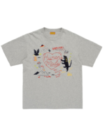 Human Made Embroidered Gray T-Shirt front view with embroidered design