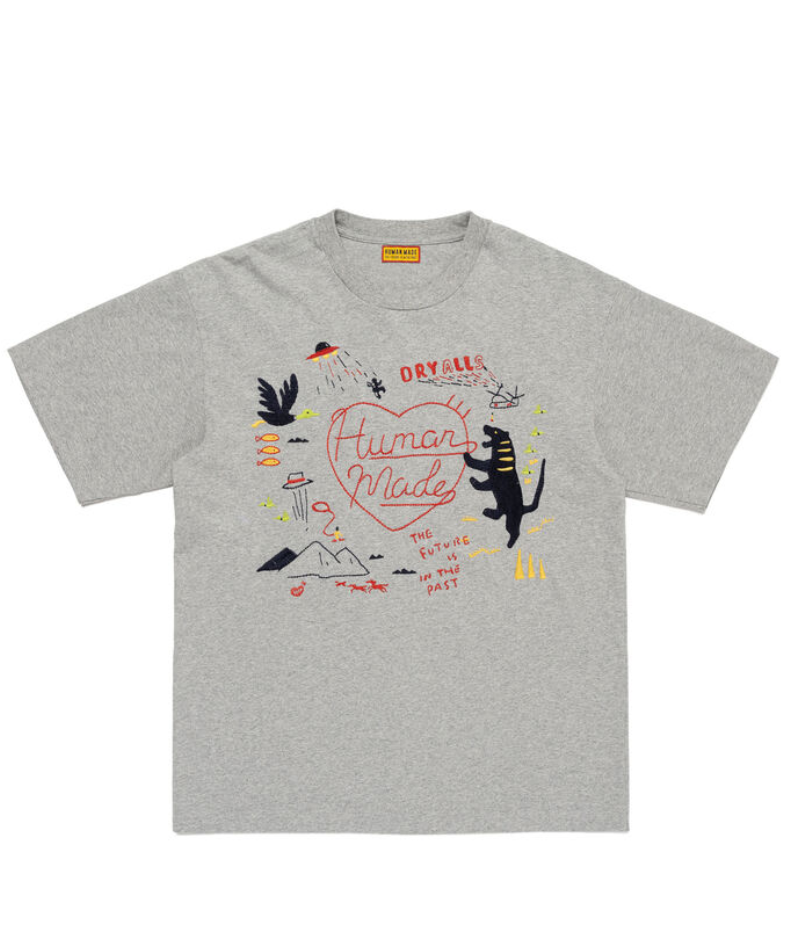 Human Made Embroidered Gray T-Shirt Front View Human Made Embroidered Gray T-Shirt front view with embroidered design