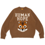 Human Hope Low Gauge Knit Brown front view