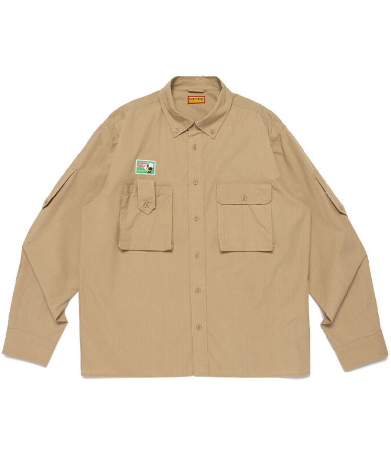 Human Made Hunting Shirt Beige Front Human Made Hunting Shirt Beige フロントデザイン ベージュシャツ