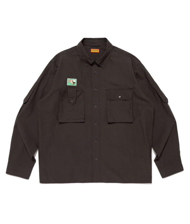 Human Made Hunting Shirt Charcoal Front Human Made Hunting Shirt Charcoal フロントデザイン チャコールシャツ