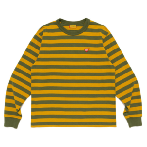 Human Made Stripped Long Sleeve T Shirt Olivedrab front