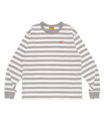 Human Made Stripped Long Sleeve T Shirt Gray front view