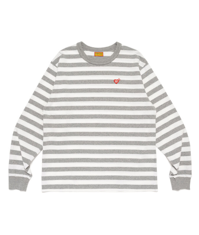 Human Made Stripped Long Sleeve T Shirt Gray Human Made Stripped Long Sleeve T Shirt Gray front view