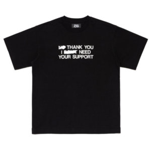 Human Made White Printed Black T Shirt front view with white chest print