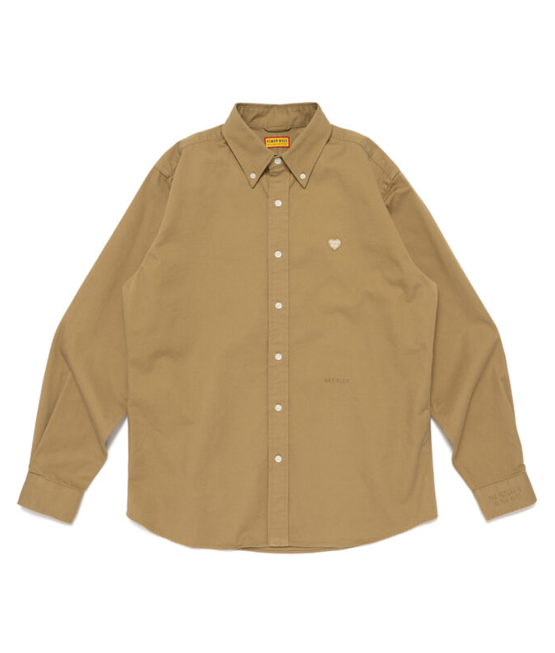Human Made Twill BD Shirt Beige Front Human Made Twill BD Shirt Beige front view