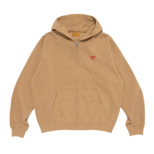 Human Made New Classic Zip Up Hoodie Beige front view