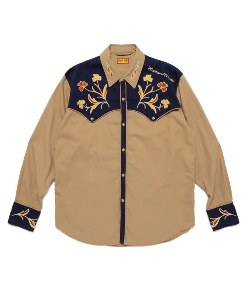 Human Made Beige Western Shirt Front Human Made Beige Western Shirt front view