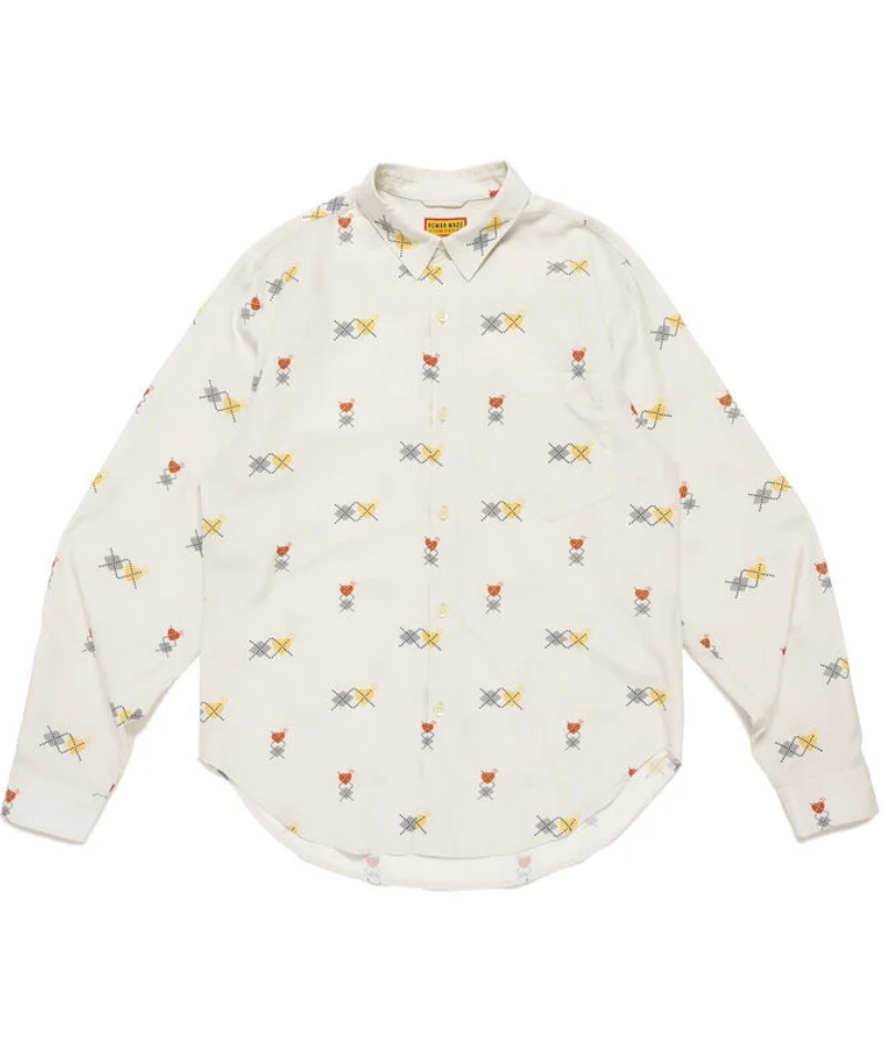 Human Made Heart Printed Shirt White Front Human Made Heart Printed Shirt White front view