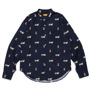 Human Made Heart Printed Shirt Navy front view