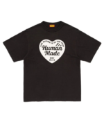 Human Made White Heart Black Graphic T-Shirt front view