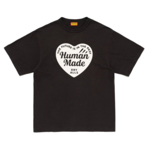 Human Made White Heart Black Graphic T-Shirt front view