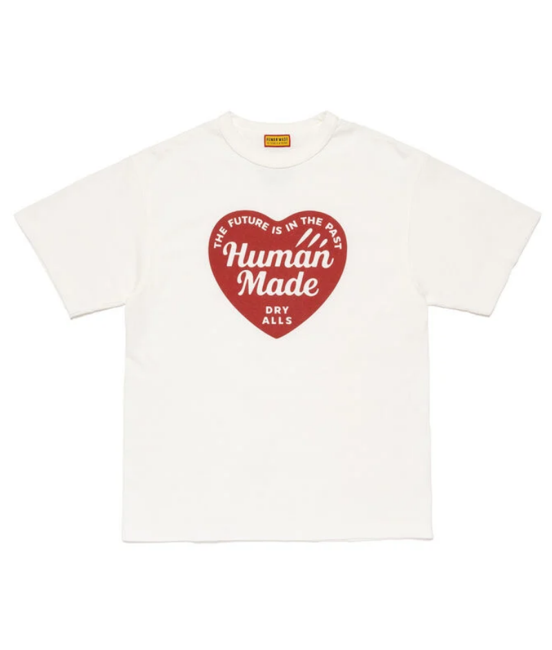 Human Made Red Heart White Graphic T Shirt – Front Front view of the Human Made Red Heart White Graphic T Shirt, showing the white base and visible red heart graphic.