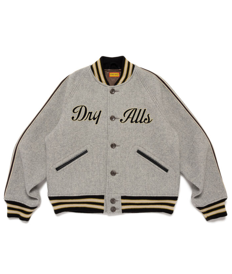 Human Made Wool Varsity Jacket Gray Front Human Made Wool Varsity Jacket Gray front view