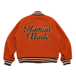 Human Made Wool Varsity Jacket Orange back view