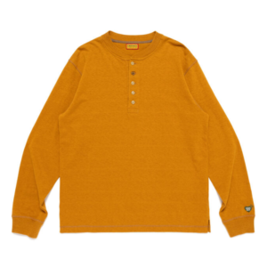 HUMAN MADE Henley Neck Shirt Yellow Front View