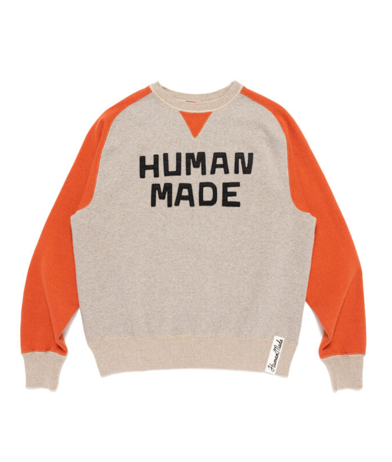 Human Made Raglan Tsuriami Sweatshirt Orange Front Human Made Raglan Tsuriami Sweatshirt Orange front view