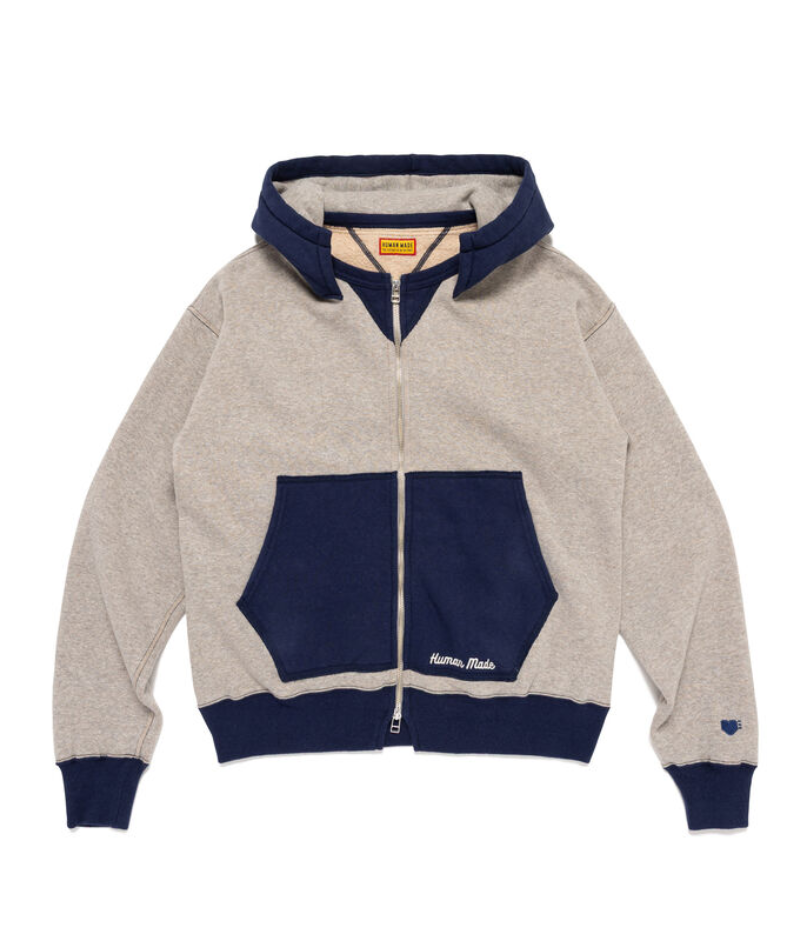 Human Made Zip-Up After Hoodie Gray – Front Human Made Zip-Up After Hoodie Gray front view