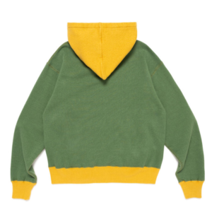 Human Made Zip-Up After Hoodie Green back view showing the hood and two-tone design