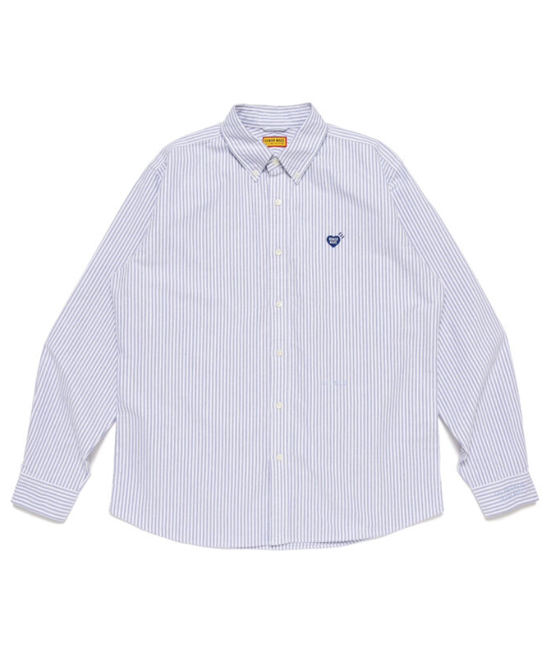 Human Made Oxford Striped BD Shirt Blue Front HUMAN MADE オックスフォードストライプBDシャツ ブルー 正面デザイン