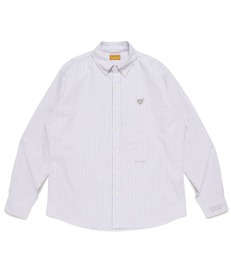Human Made Oxford Striped BD Shirt Gray – Front Human Made Oxford Striped BD Shirt Gray front view
